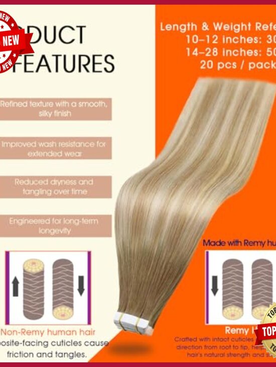 Human Hair Tape-In Extensions 18 Inch Straight Remy 50g 20pcs main image 5